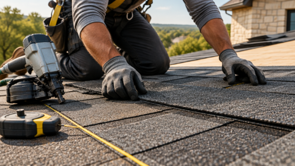 Premium architectural asphalt shingles being installed on a residential roof