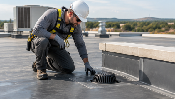Professional inspection of a low-slope commercial membrane roof