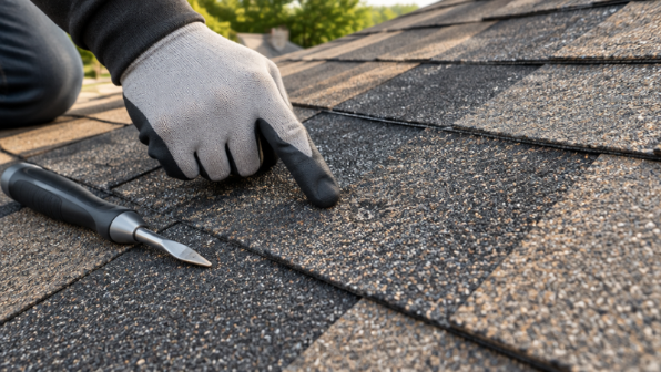 Professional inspection of hail impact damage on asphalt shingles